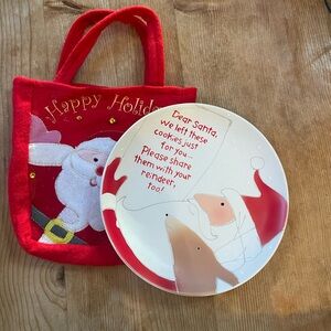 Festive Santa Plate and Bag Set